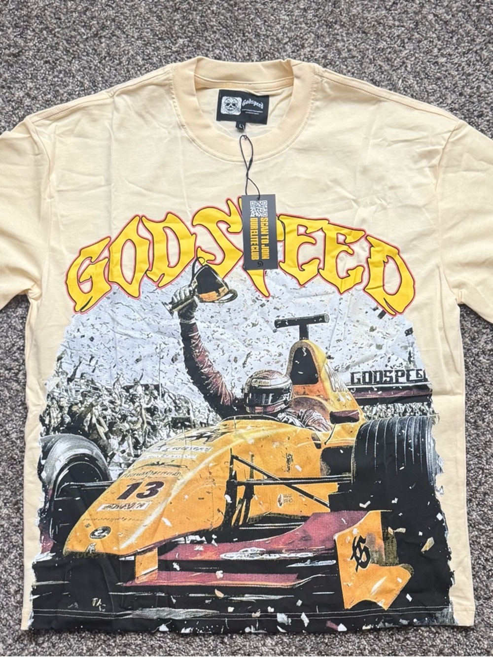 Godspeed Graphic Racing Dress Shirt - Cream/Yellow